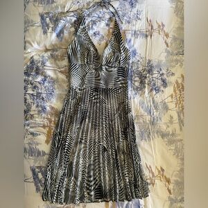 To the Max Black and White Backless Dress